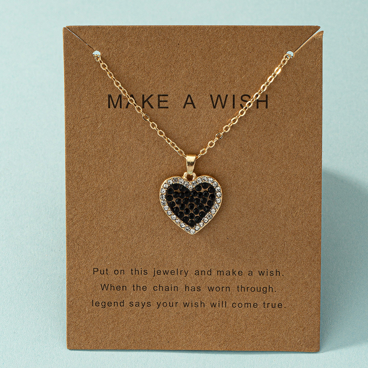 Korean-Japanese Sweetheart Instagram-Style Cute Alloy-Inlaid Heart Necklace For Women